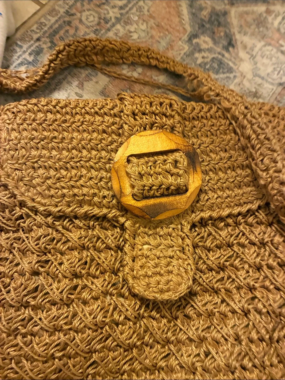 Boho‎ Mustard Crochet Fringe Crossbody Bag
